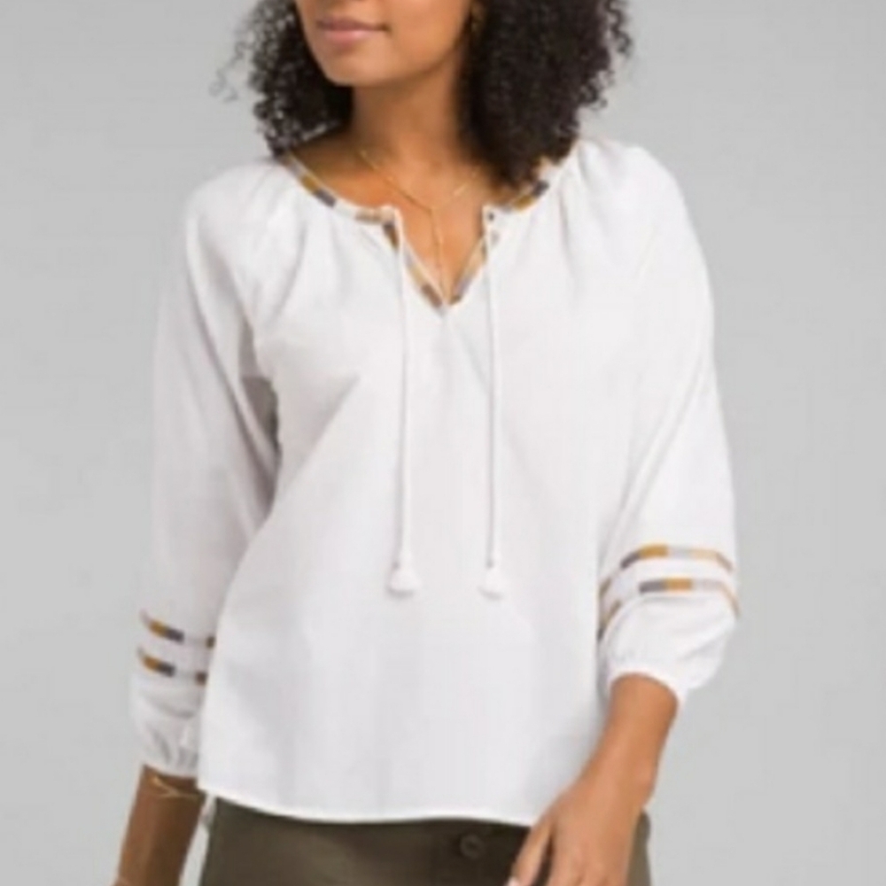 Prana Atlantis Peasant V-Neckline 3/4 Sleeve Blouse